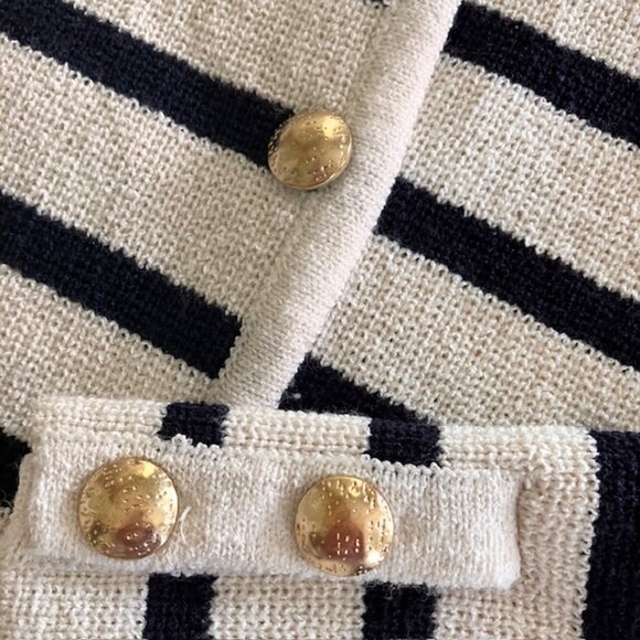H & M women's navy and cream cardigan Size S business casual - Picture 5 of 6